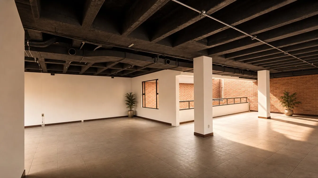 Puestos operativos y terraza interior — estado actual