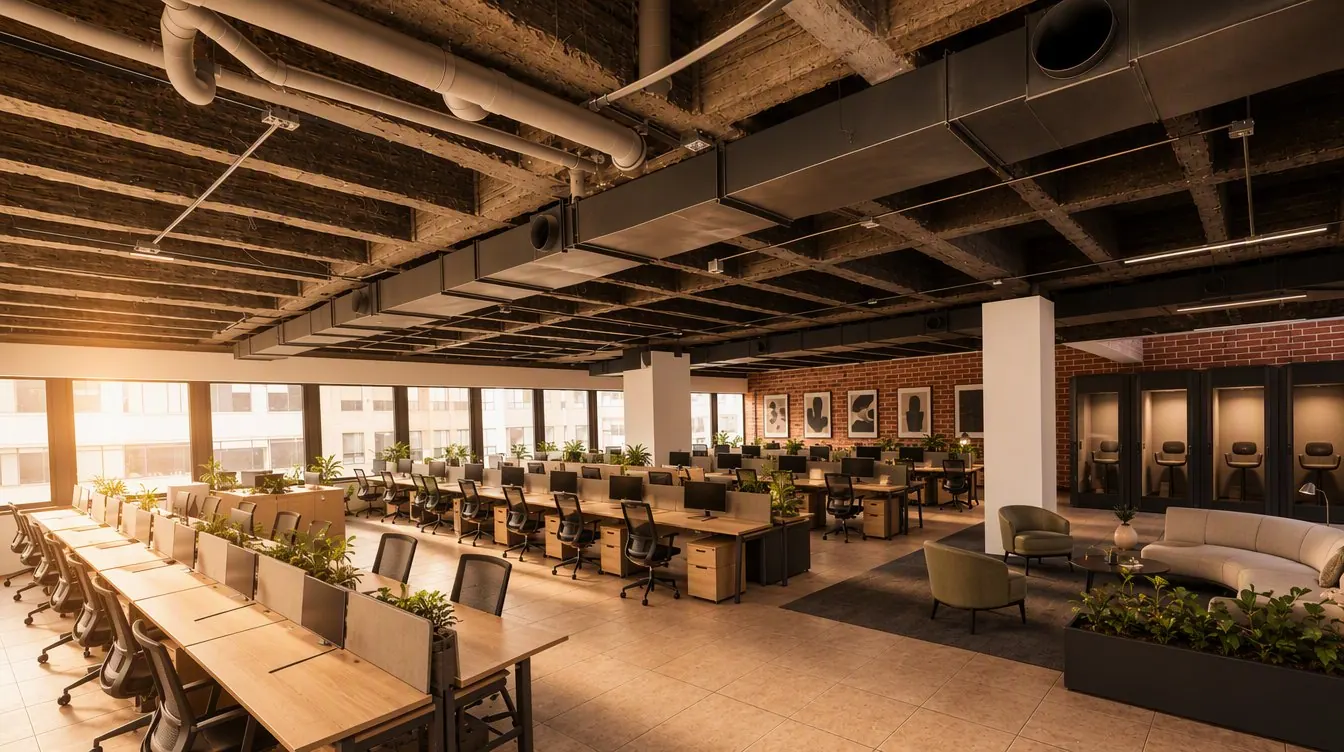 Piso corporativo completo — simulación del proyecto terminado